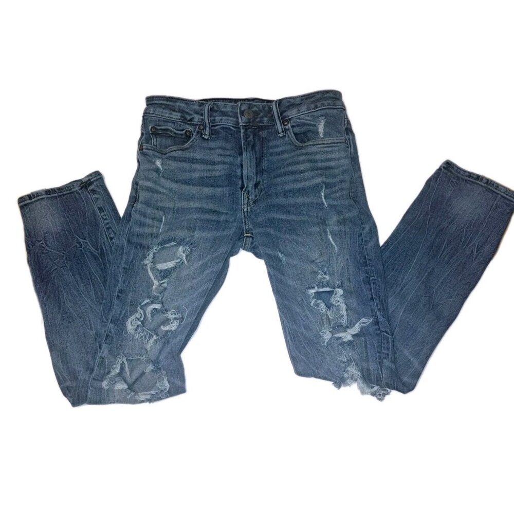 American Eagle Mens Blue Ne(x)t Level Airflex Slim Jeans 29x30 Distressed
